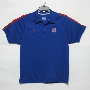 Chicago Cubs Nike Dri Fit Mens Polo Shirt Blue & Red Collar Short Sleeve Medium